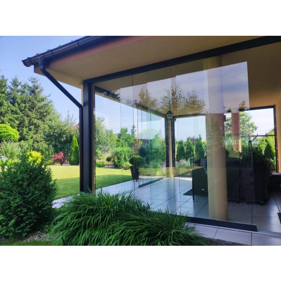 Przesuwna szklana ściana - 390 cm system 4 torowy - 4 panele