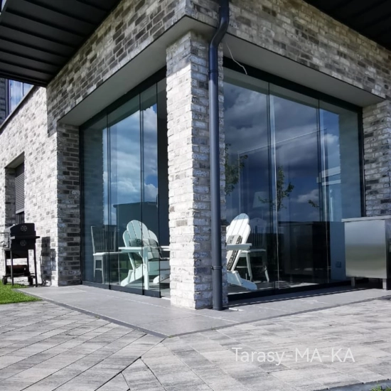 Przesuwna szklana ściana - 196cm system 2 torowy - 2 panele