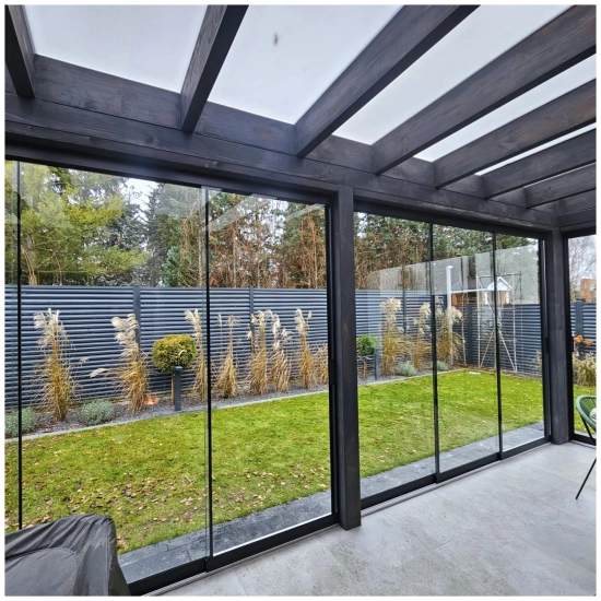 Przesuwna szklana ściana - 588 cm system 6 torowy - 6 paneli